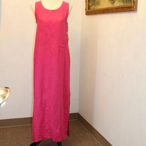 Cali Cali 100% Linen Pink Summer Dress Maxi Size M